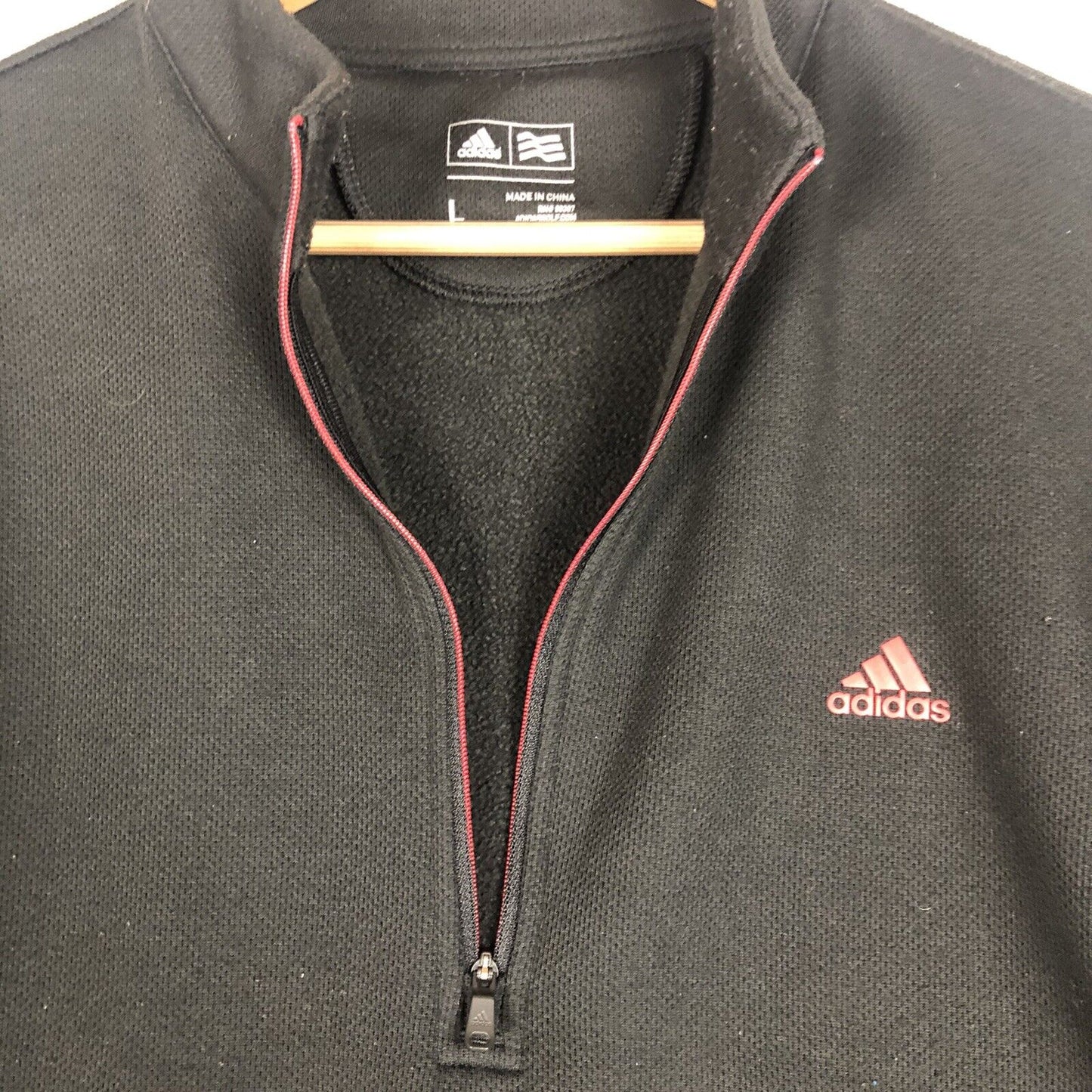 Adidas Mens Lined Pullover Jacket Size Large Black Long Sleeve Pre-Owned