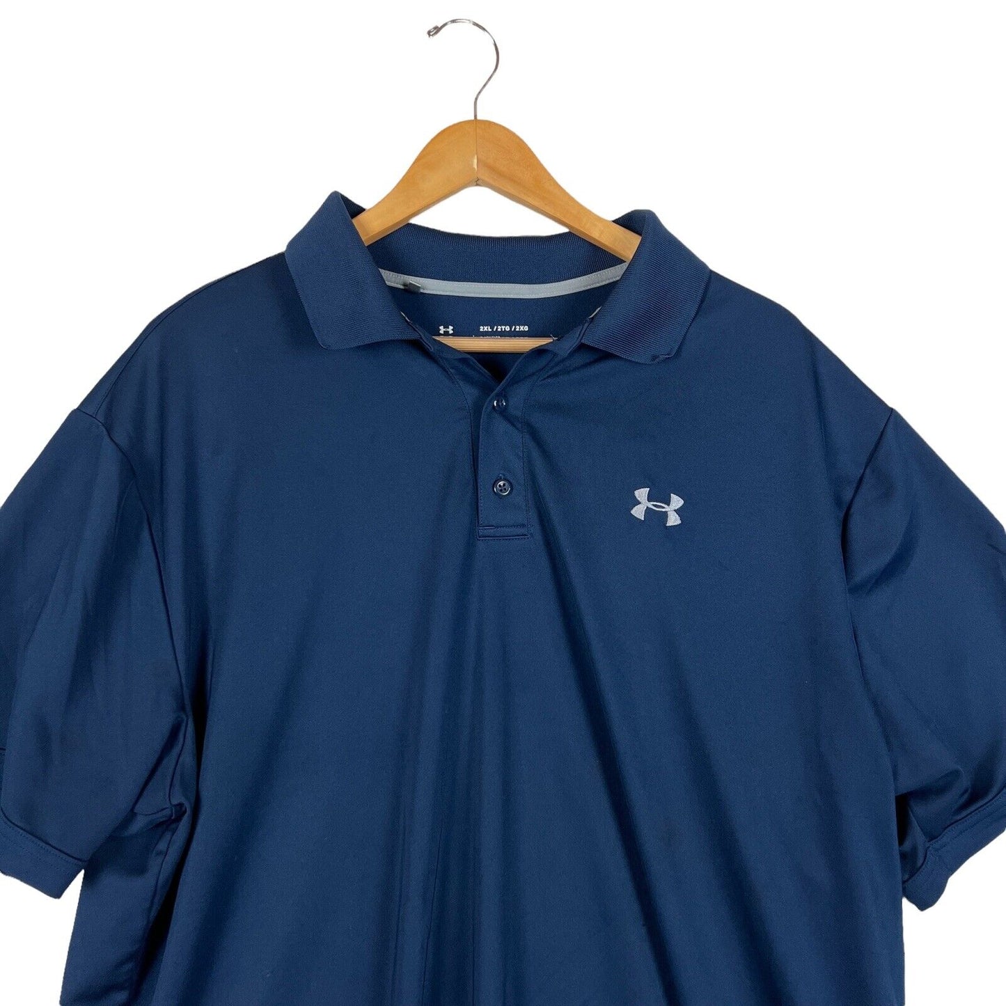 Under Armour Heat Gear Men’s Golf Shirt Size 2XL Color Blue (Pre-Owned)