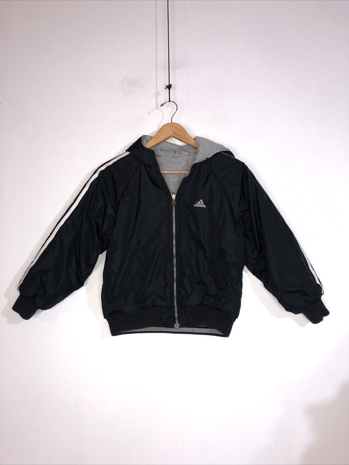 Adidas Reversible Heavyweight Jacket Youth Size Small Color Black/Gray