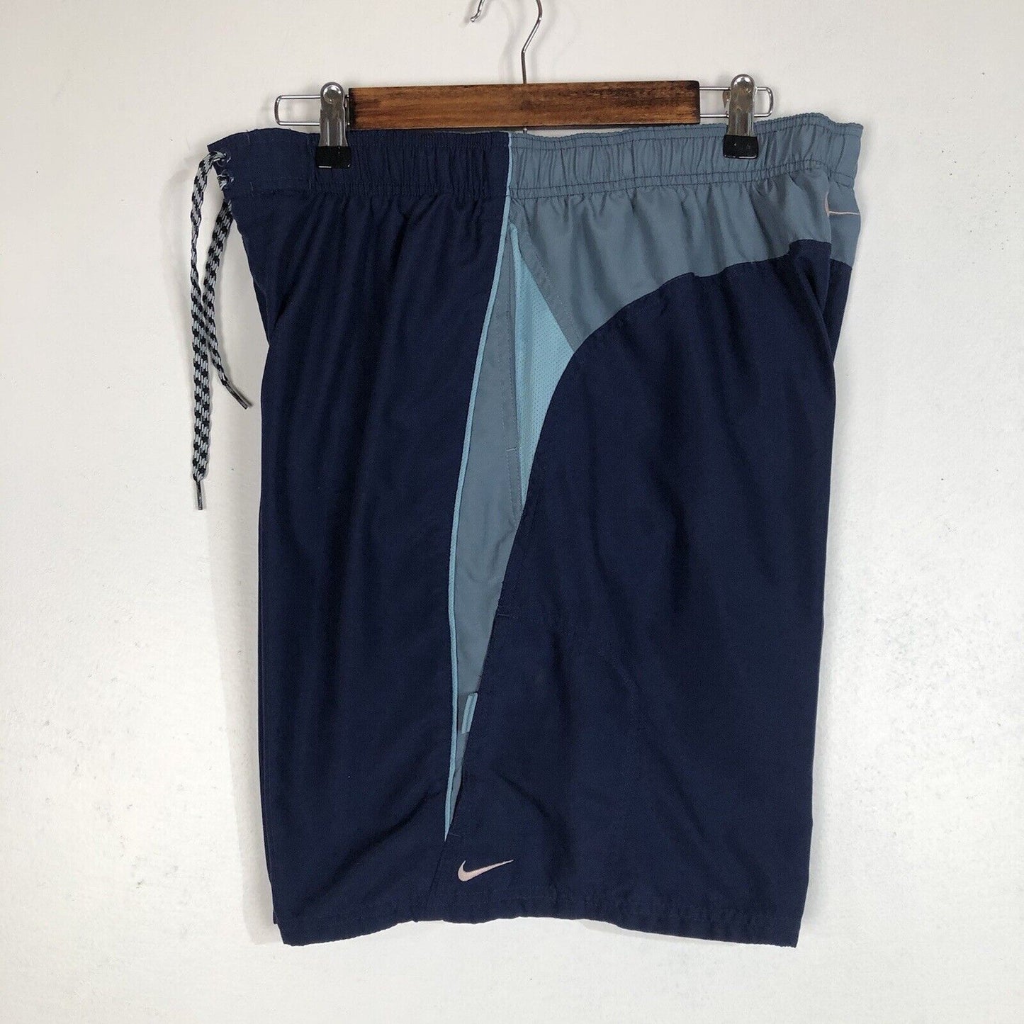 Vintage Nike Mens Swim Trunks XL Blue with Drawstrings and Liner Pre Owned