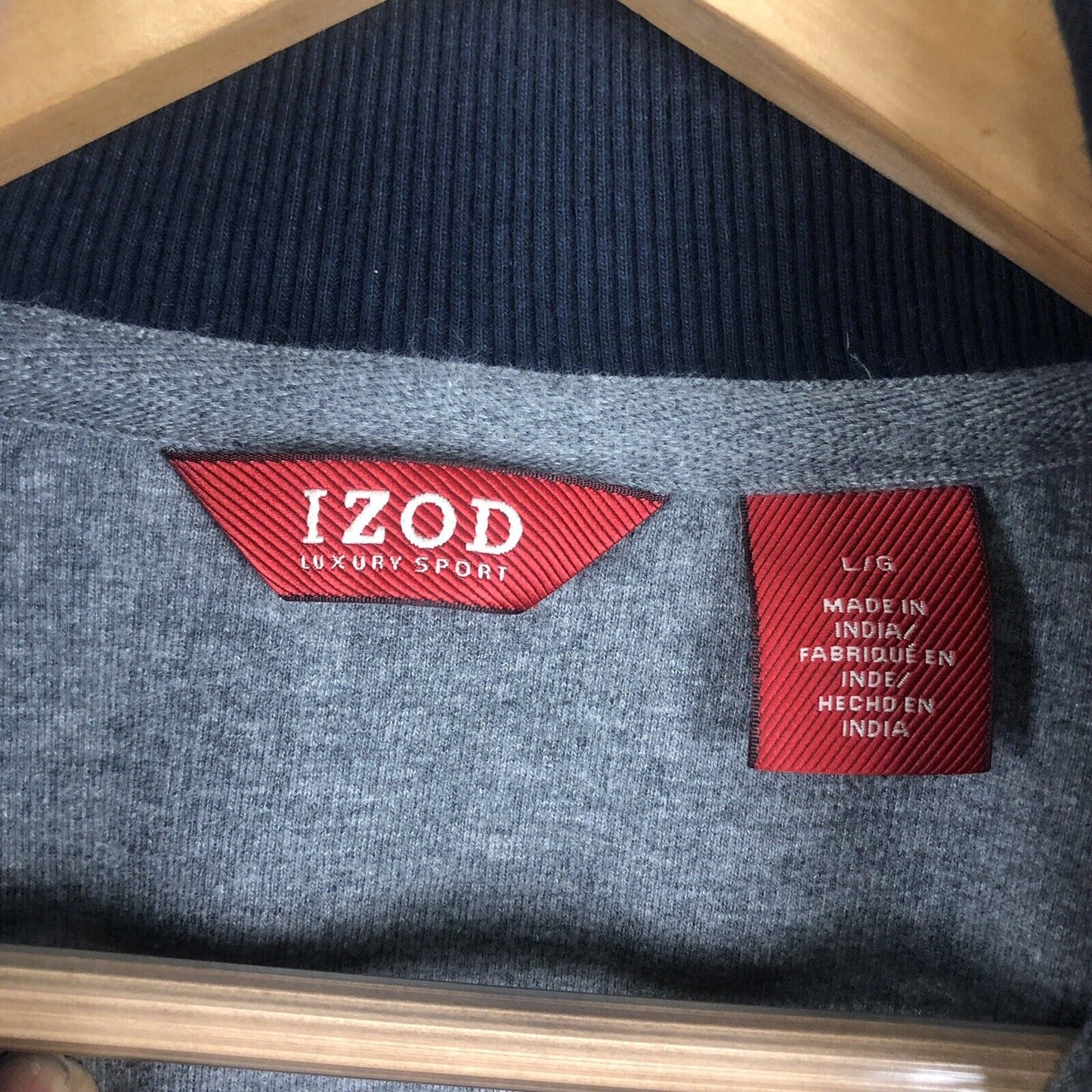 Izod Men’s Sweater Size Large Gray Full Zip Long Sleeve Heavyweight