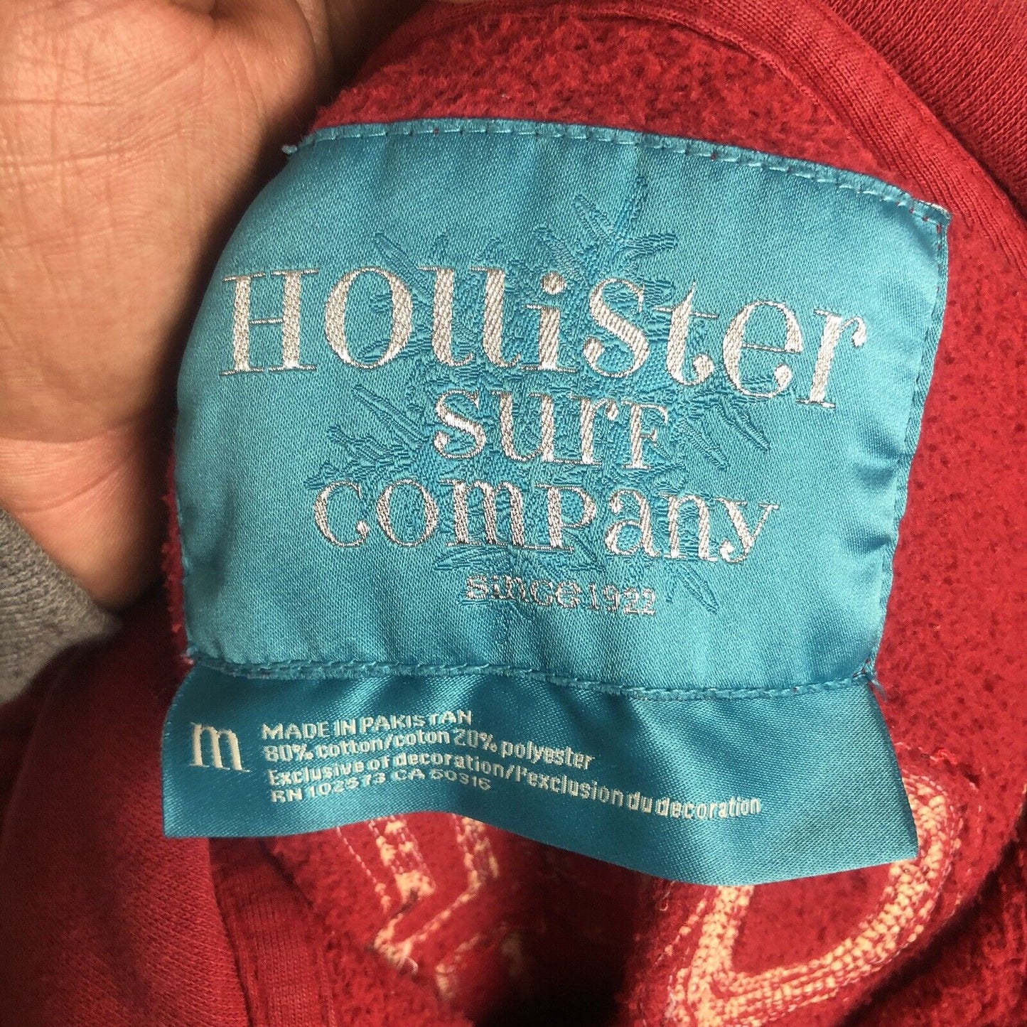 Hollister Juniors Pullover Hoodie Size Medium Red Long Sleeve Heavyweight