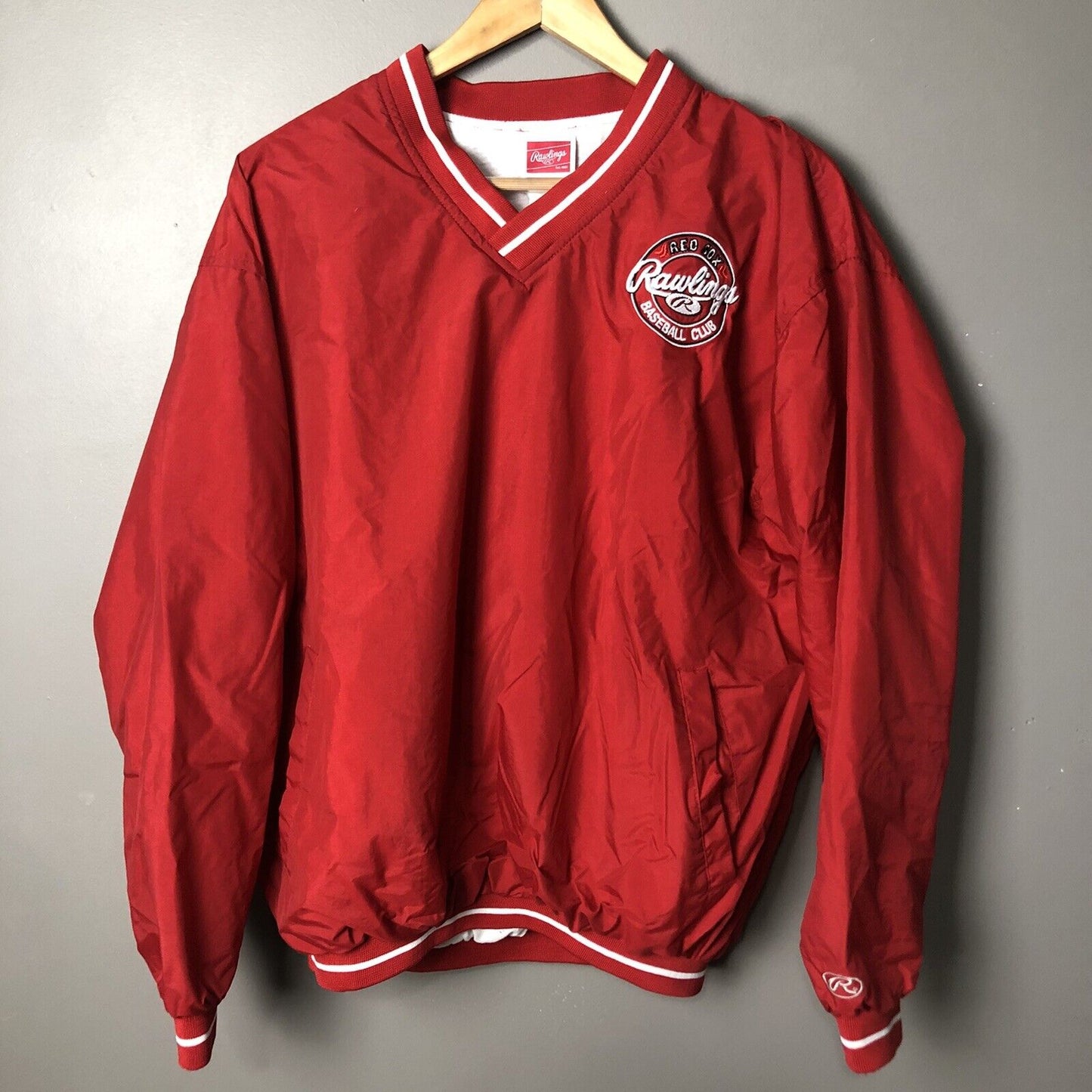 Rawlings Boston Redsox Pullover Jacket Adult Medium Red Dustin Pedroia #15