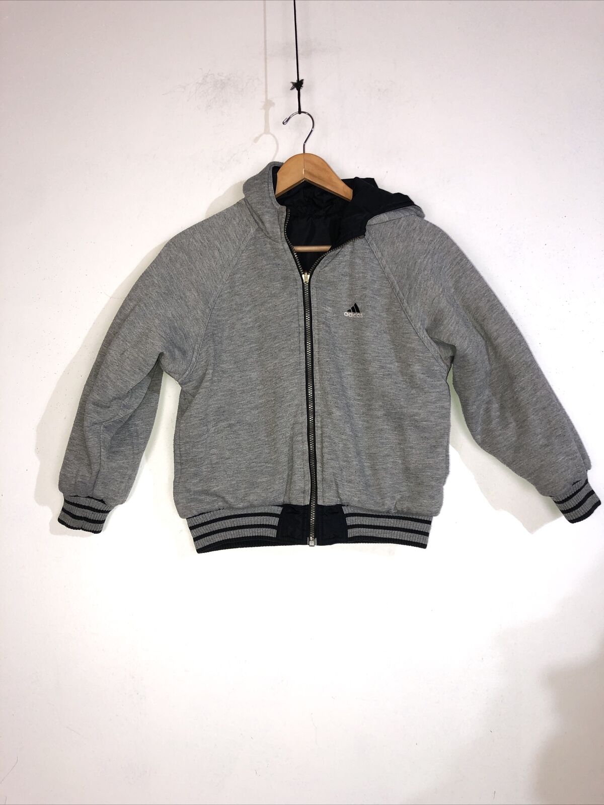 Adidas Reversible Heavyweight Jacket Youth Size Small Color Black/Gray