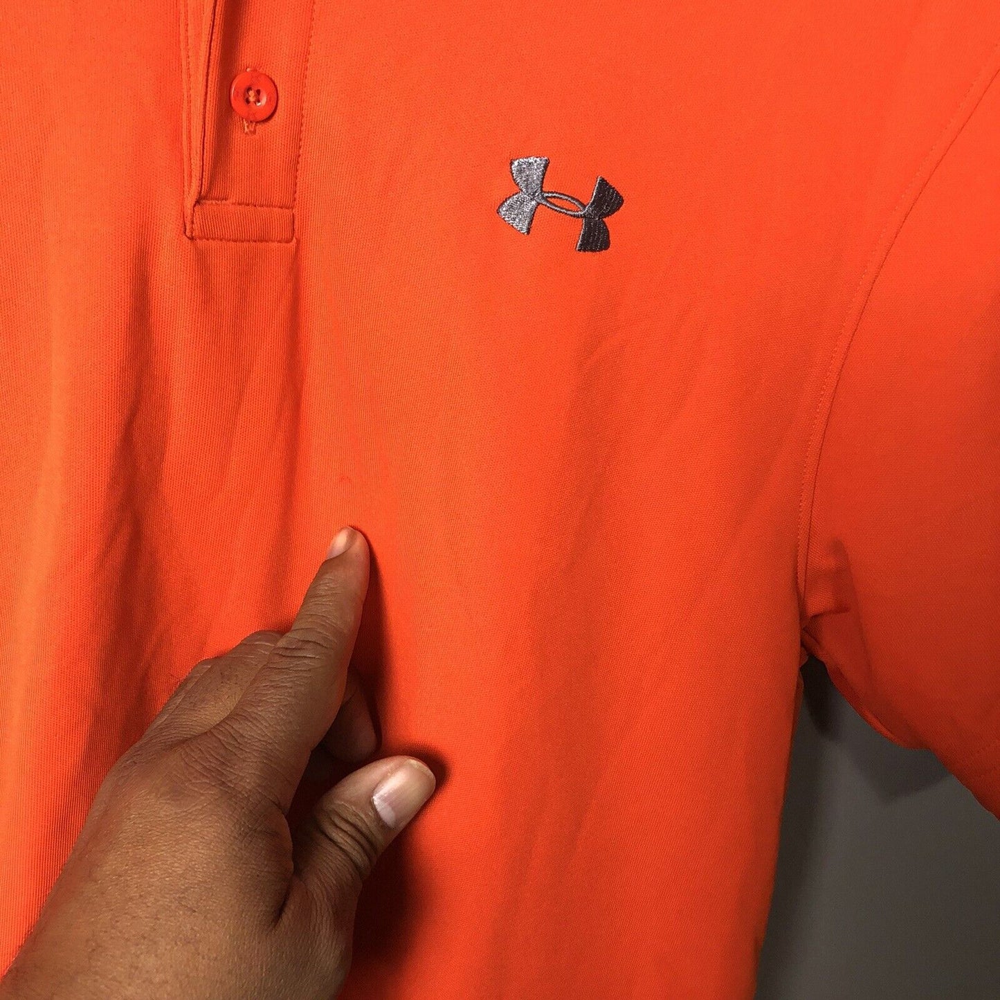 Under Armour Pullover Polo Golf Shirt Adult Small Orange Casual Men’s