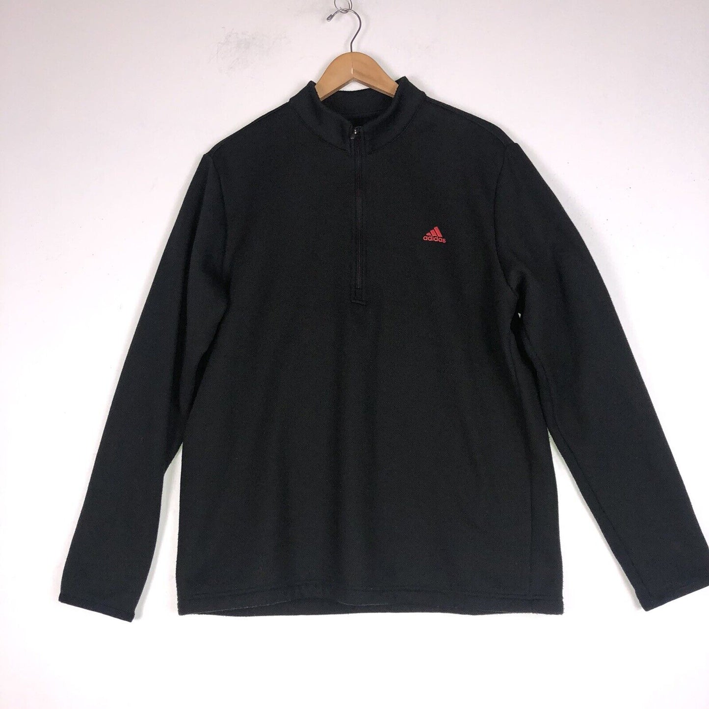 Adidas Mens Lined Pullover Jacket Size Large Black Long Sleeve Pre-Owned