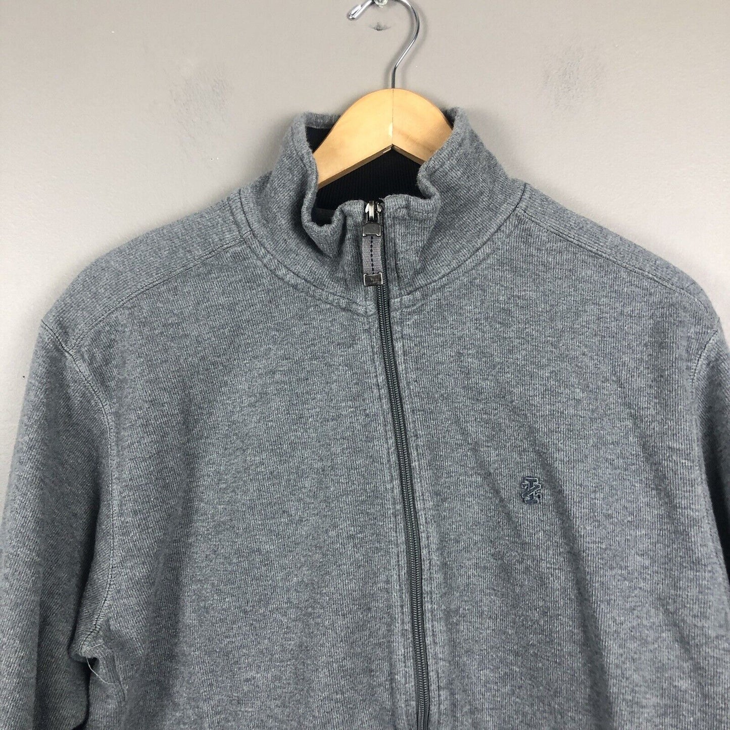 Izod Men’s Sweater Size Large Gray Full Zip Long Sleeve Heavyweight