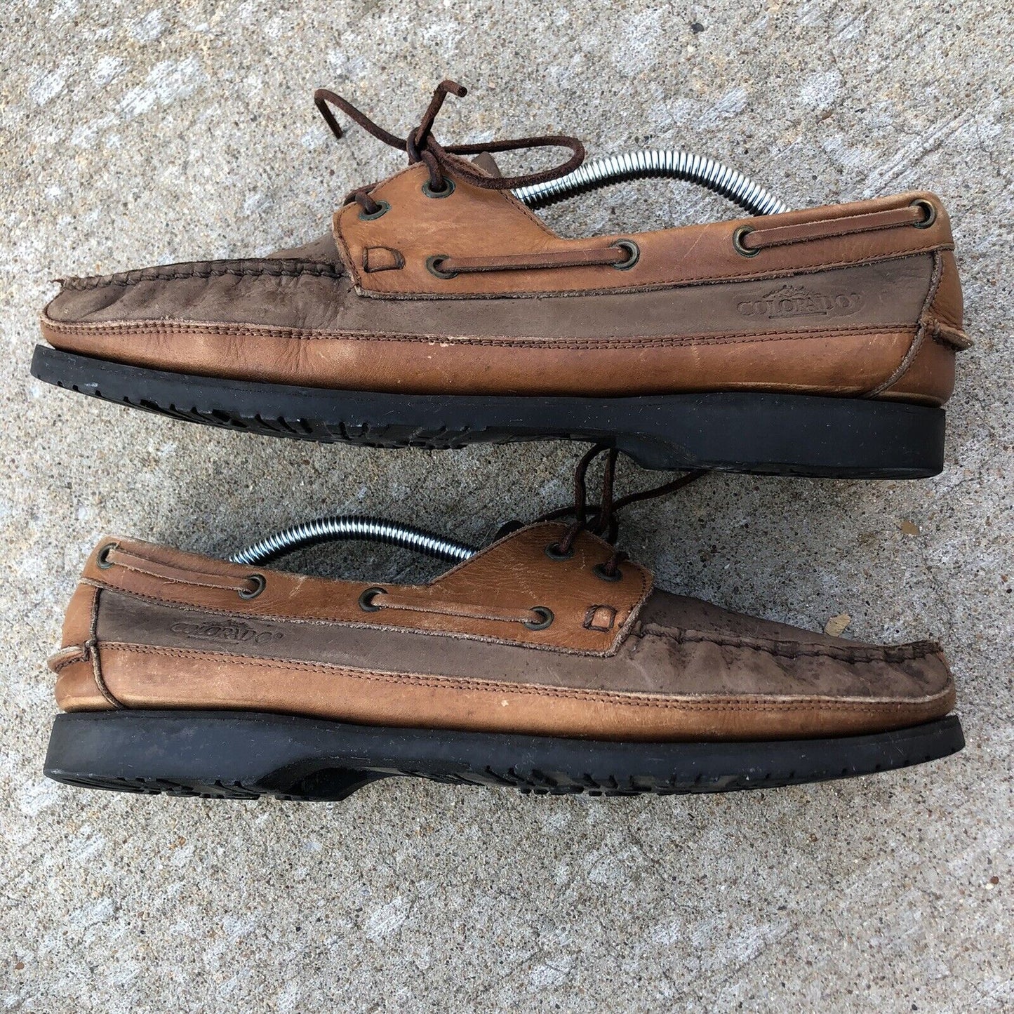 COLORADO mens boat shoes size 12M leather brown hood condition (0710150)