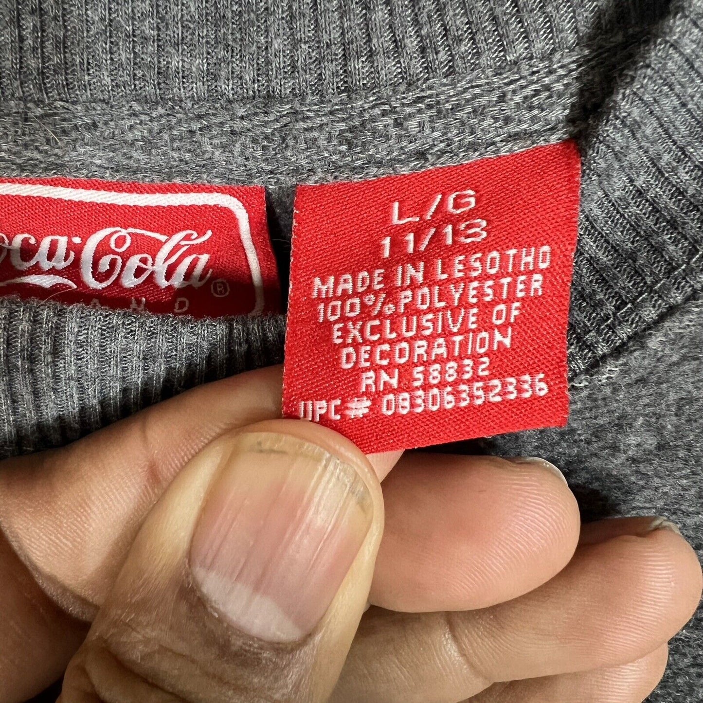 Coca Cola Sweatshirt Adult Size Large (11/13 ) Gray Long Sleeve (Soft Material)