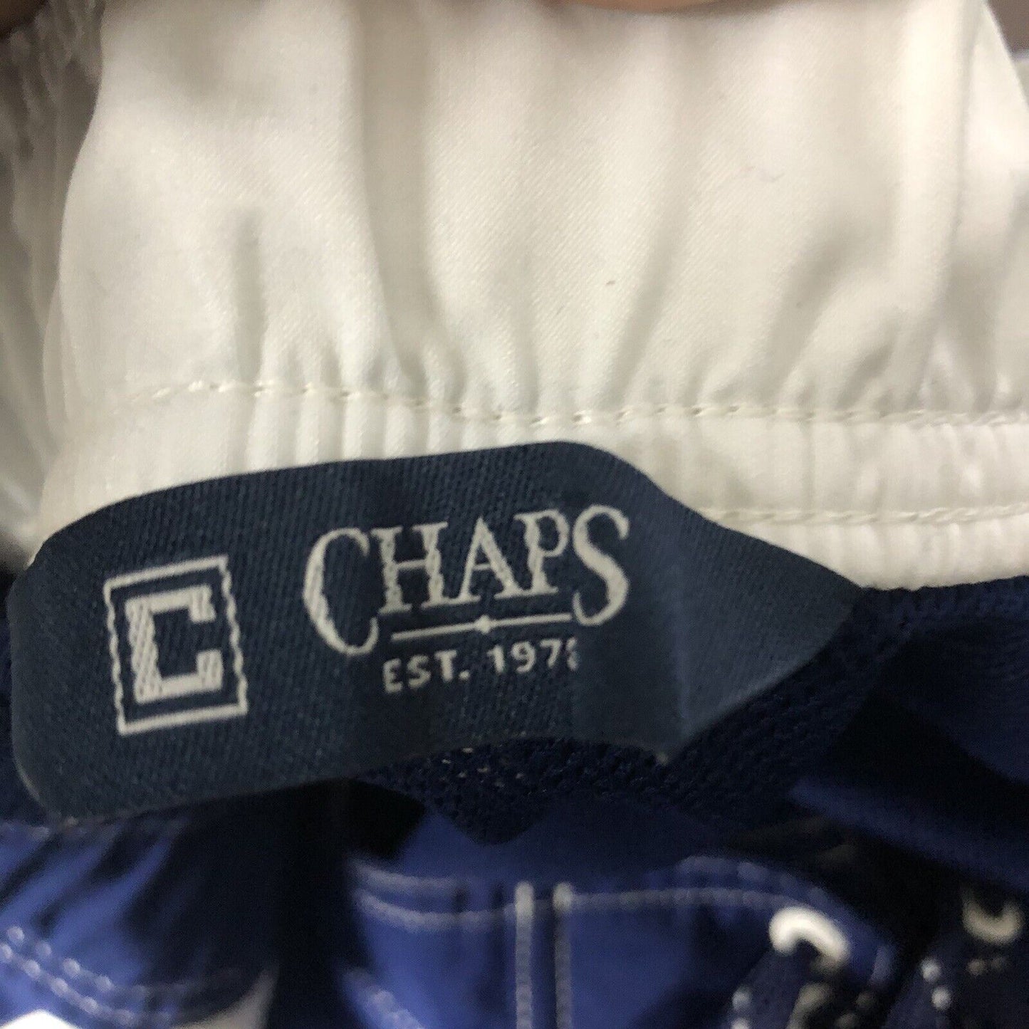 Chaps Men’s Swim Trunks Size Large Blue And White