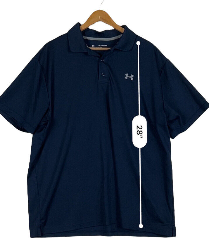 Under Armour Heat Gear Men’s Golf Shirt Size 2XL Color Blue (Pre-Owned)