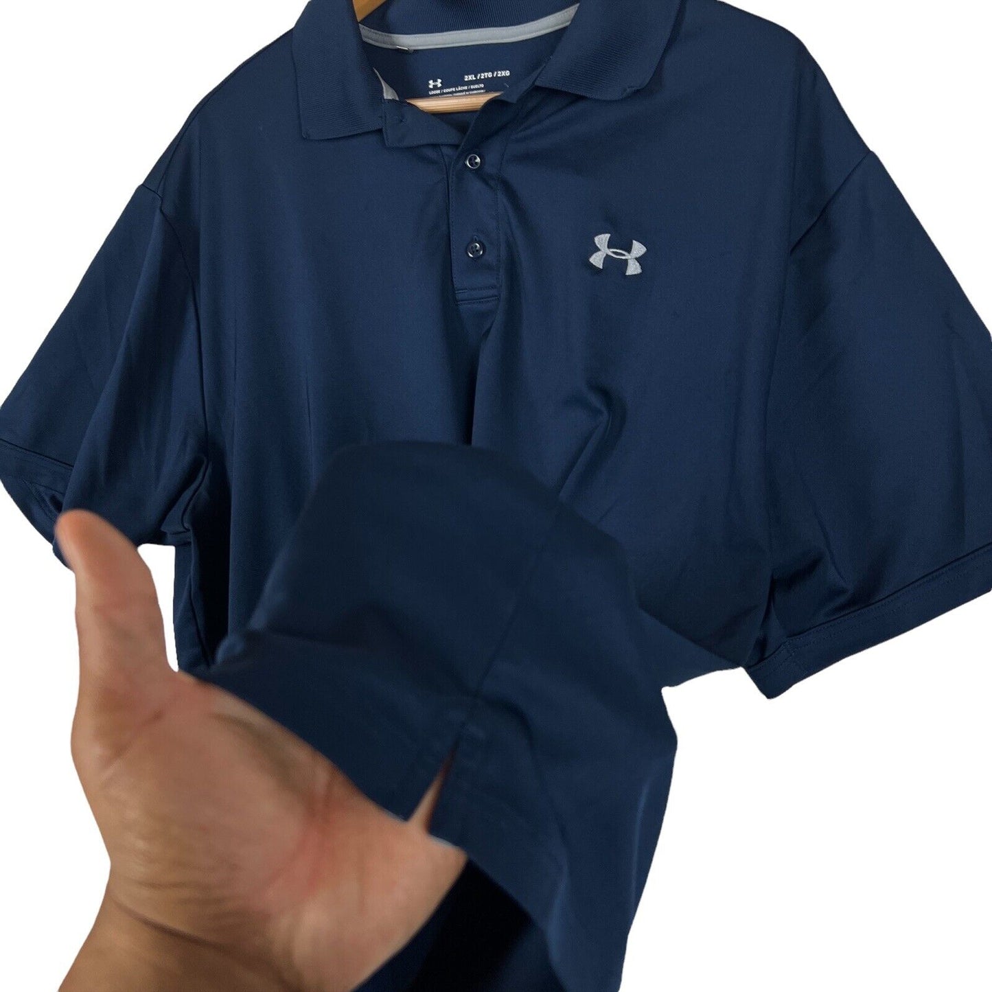Under Armour Heat Gear Men’s Golf Shirt Size 2XL Color Blue (Pre-Owned)