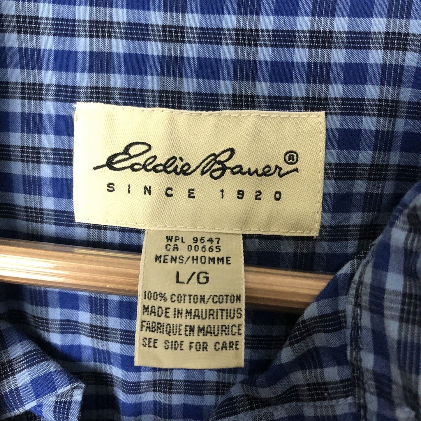 Eddie Bauer Men’s Button Up Shirt Size L Blue Long Sleeve Casual