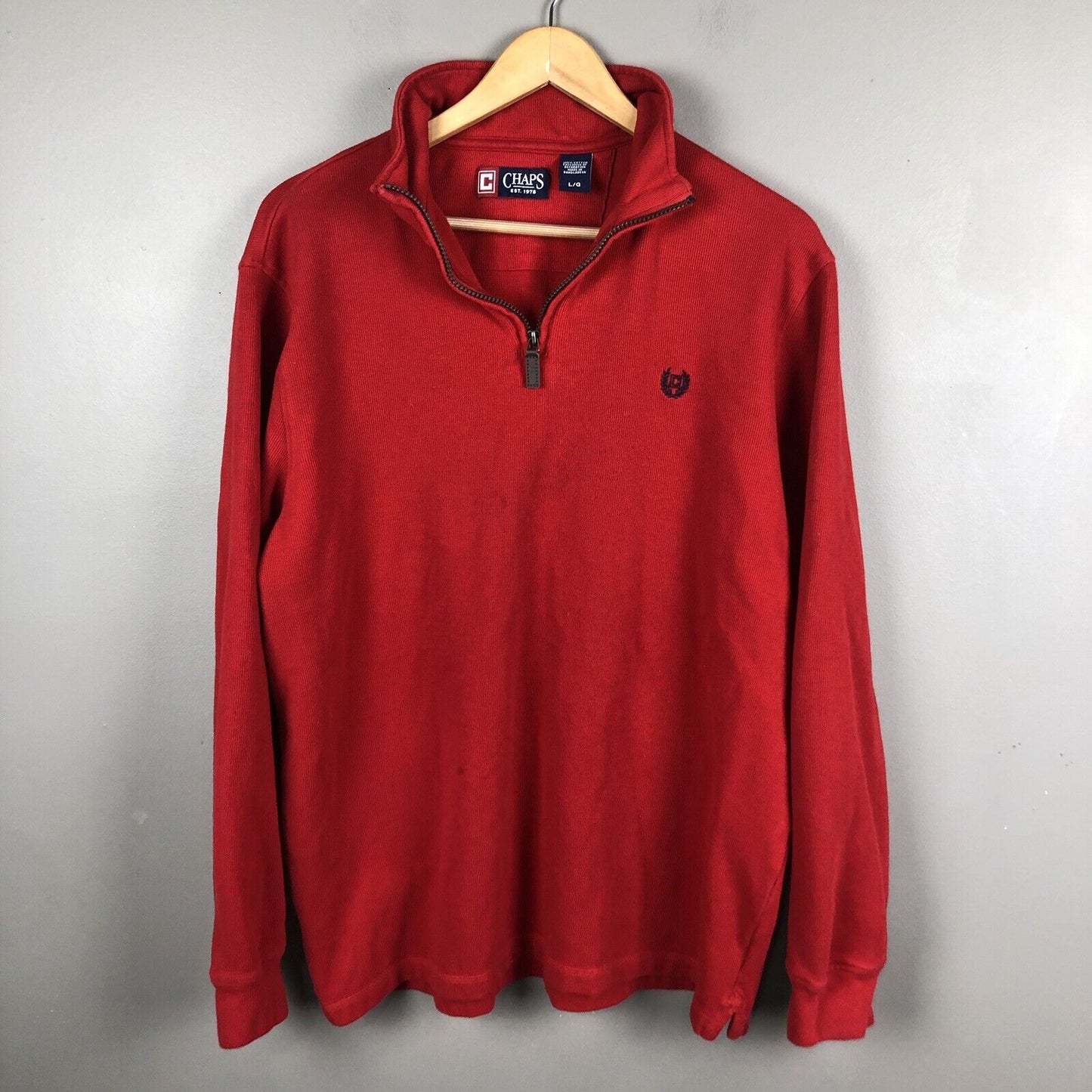 Chaps Men’s Pullover Sweater Men’s Size Large Red Long Sleeve Casual