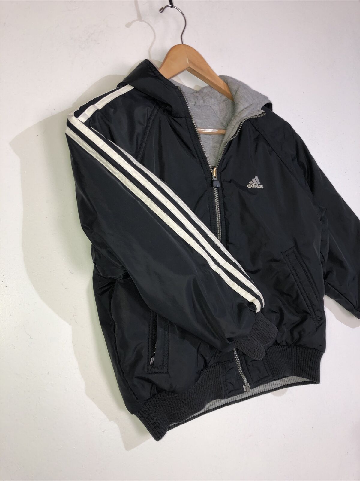 Adidas Reversible Heavyweight Jacket Youth Size Small Color Black/Gray
