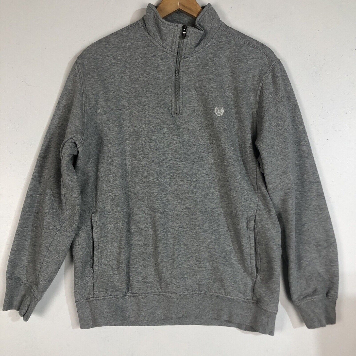 Chaps Pullover Sweater Men’s Large Color Gray Long Sleeve Quarter Zip