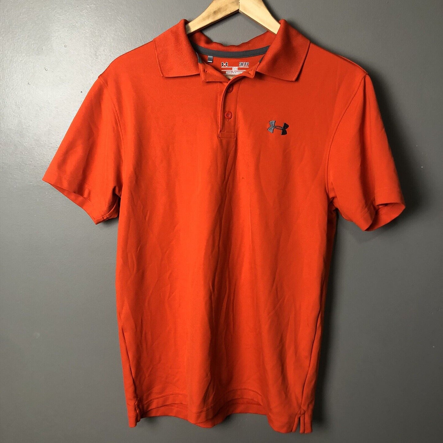 Under Armour Pullover Polo Golf Shirt Adult Small Orange Casual Men’s