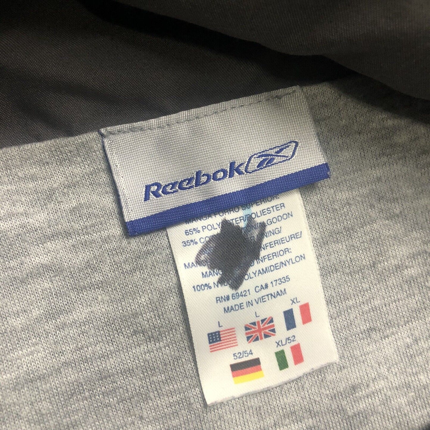 Vintage Reebok Zip Up Winebreaker Men’s L Gray And Black (2106100)