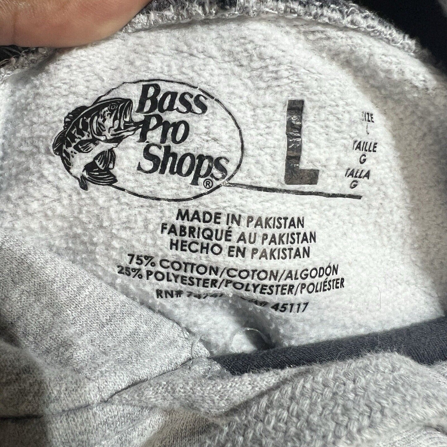 Bass Pro Shops Hoodie Men’s Large Color Gray Long Sleeve Pullover