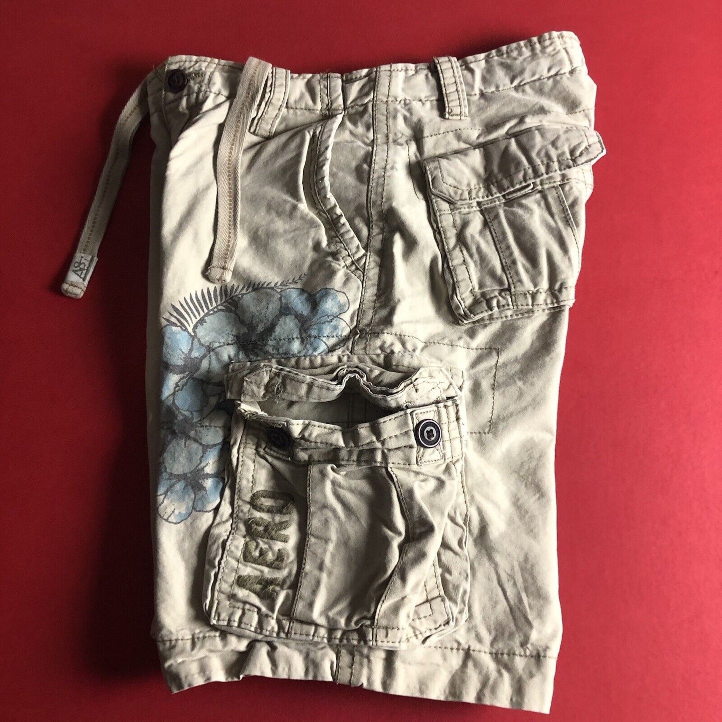 Aeropostale Shorts Mens Size 28 Color Khaki/Blue 0110