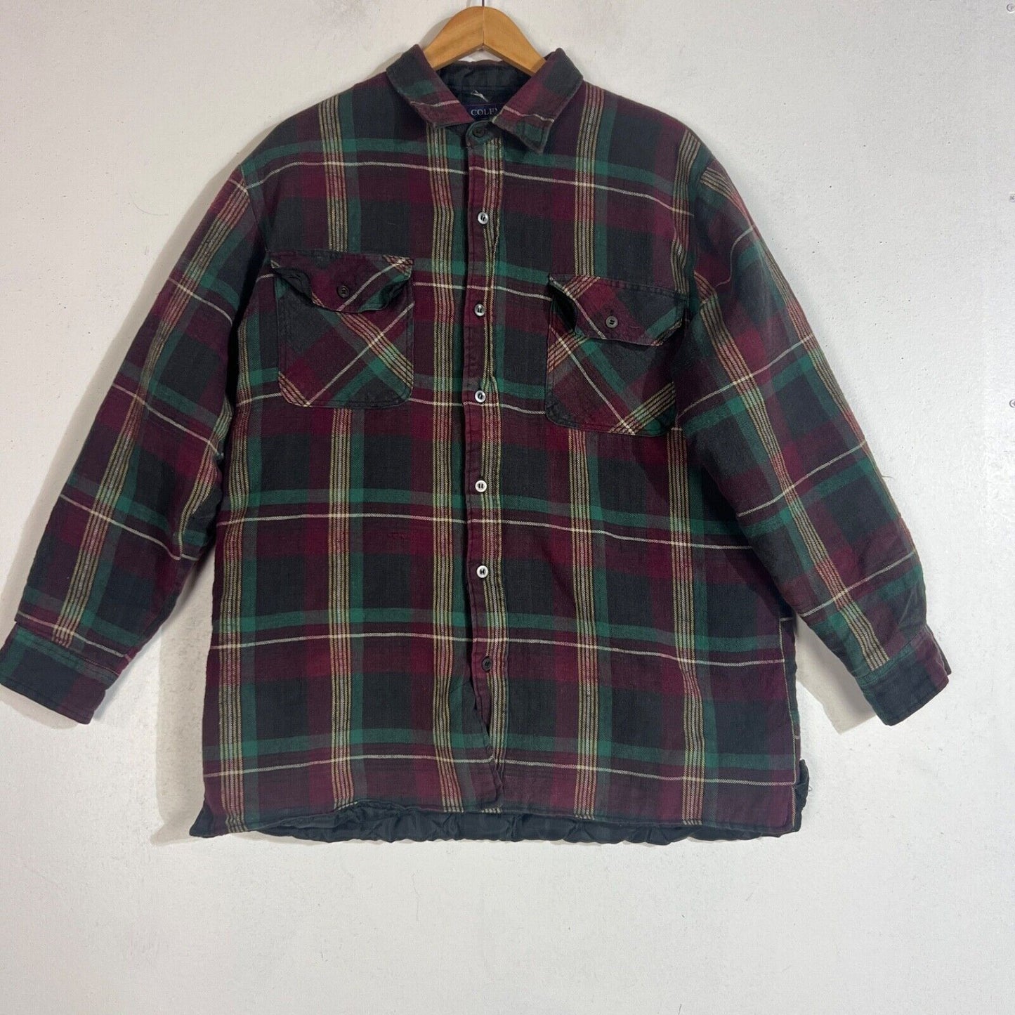Coleman Outdoor Lined Shirt Men's Size Large Multicolor Button Down Heavyweight