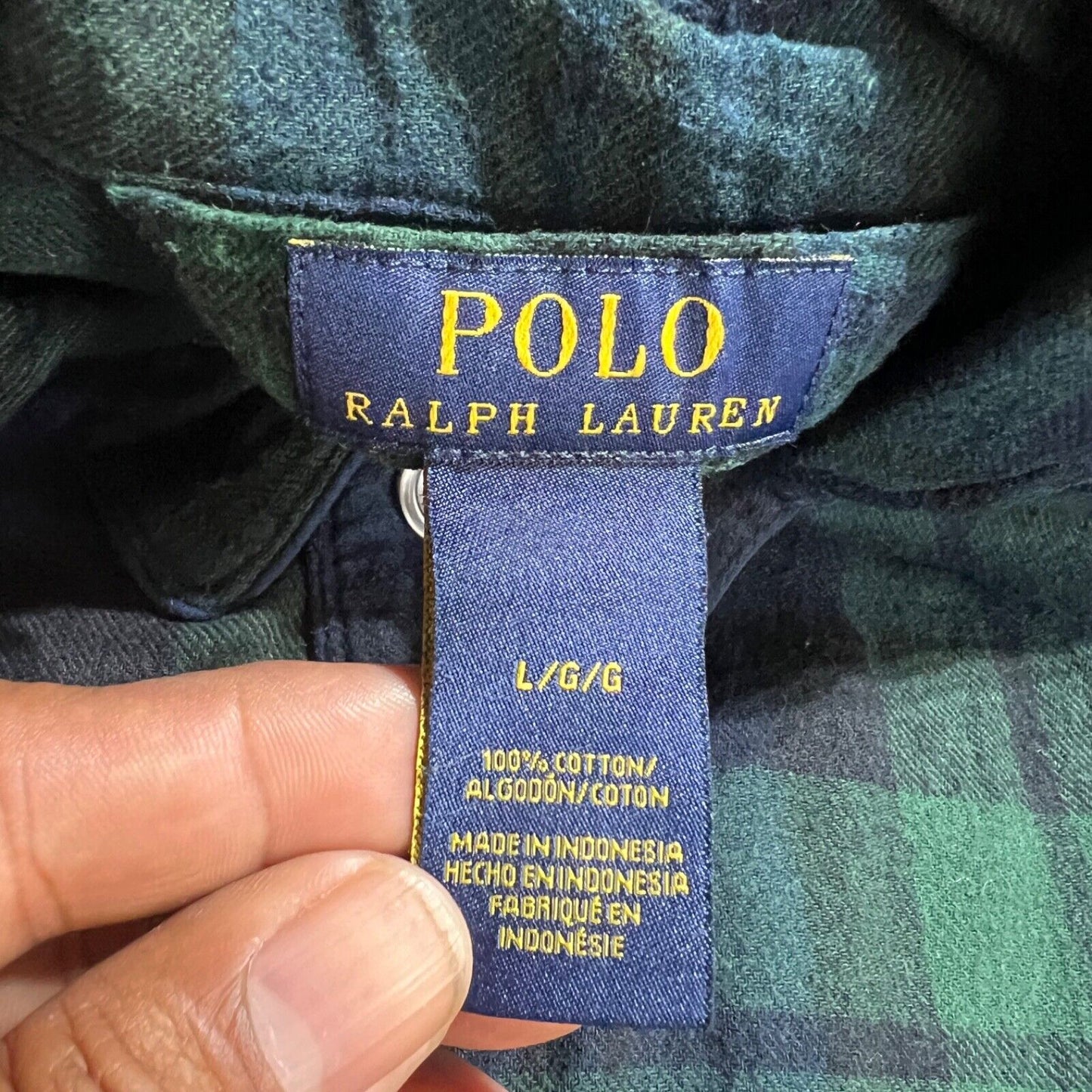 Polo Ralph Lauren Sleep Shirt Men's Large Multicolor Long Sleeve Button Down