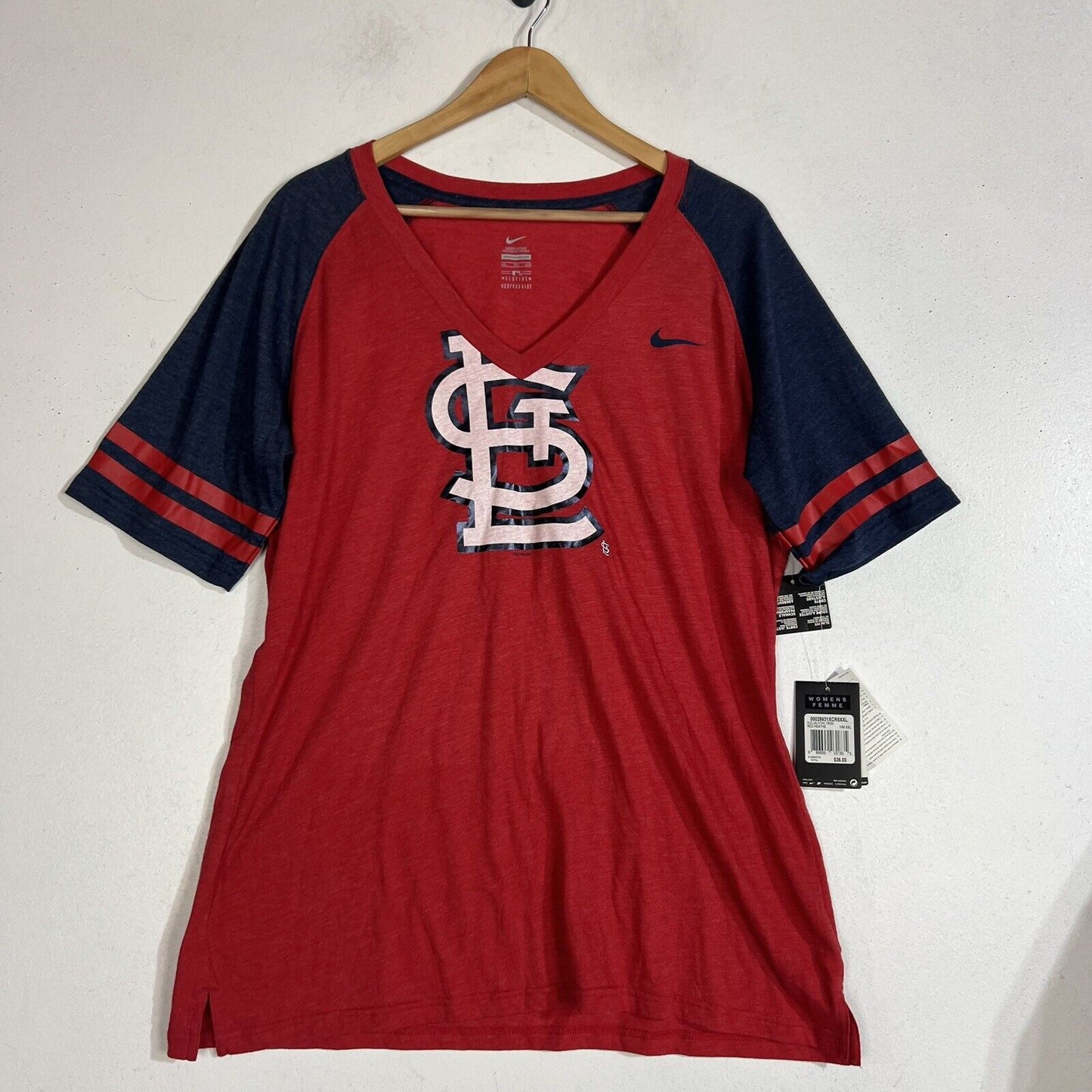 Nike St Louis Cardinals Shirt Women’s Size 2XL Multicolor V Neck Slim Fit