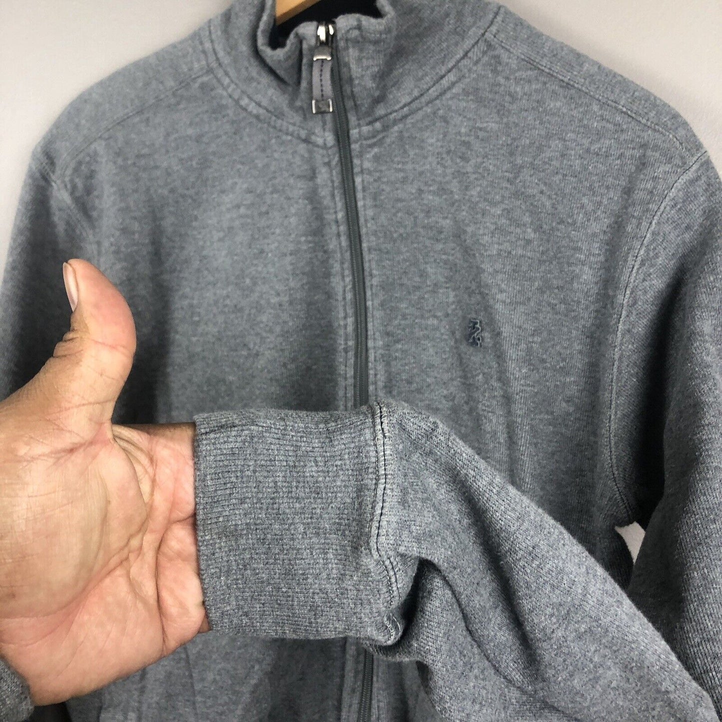 Izod Men’s Sweater Size Large Gray Full Zip Long Sleeve Heavyweight