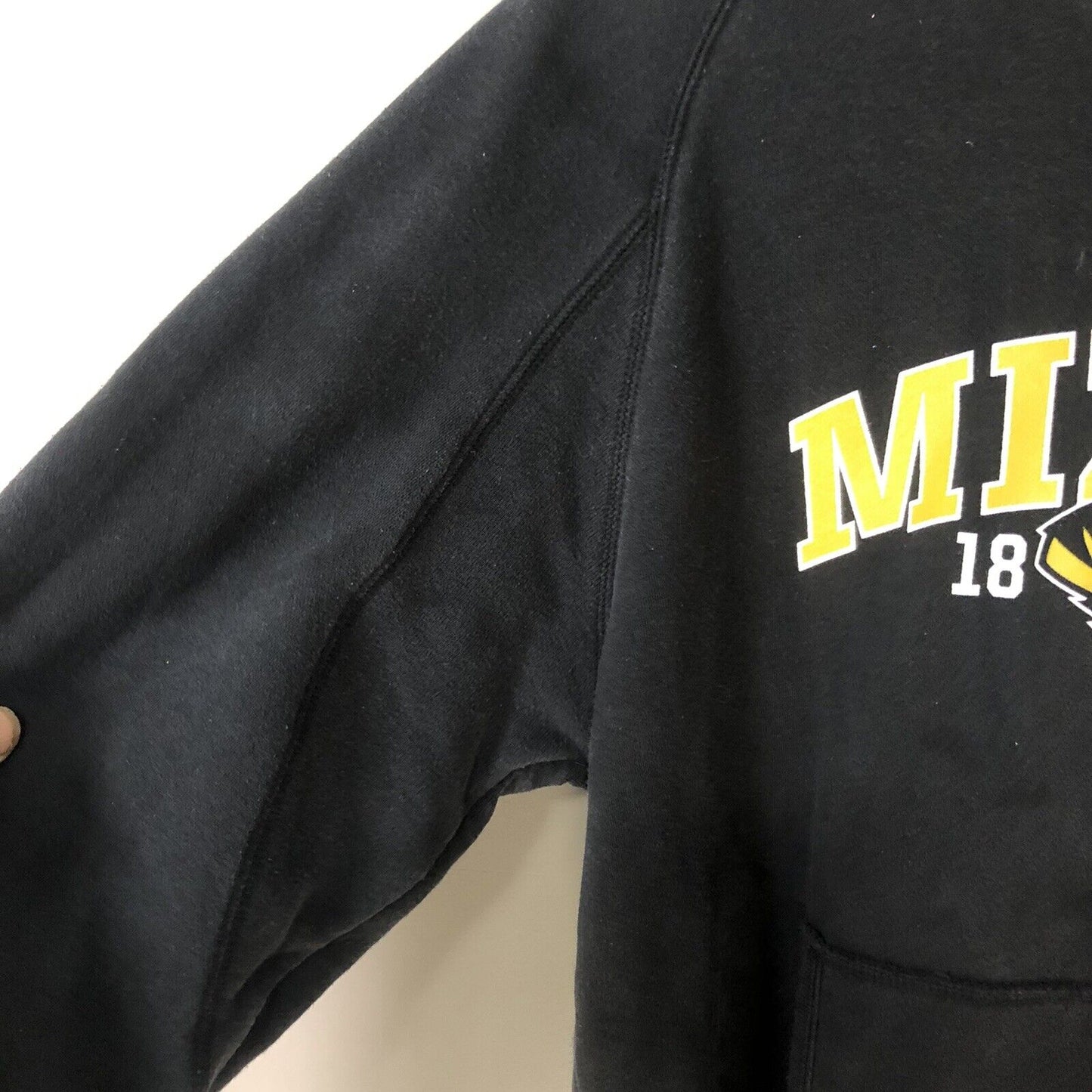 Vintage Champion Mizzou Missouri University Hoodie Adult L Black Pullover Men’s