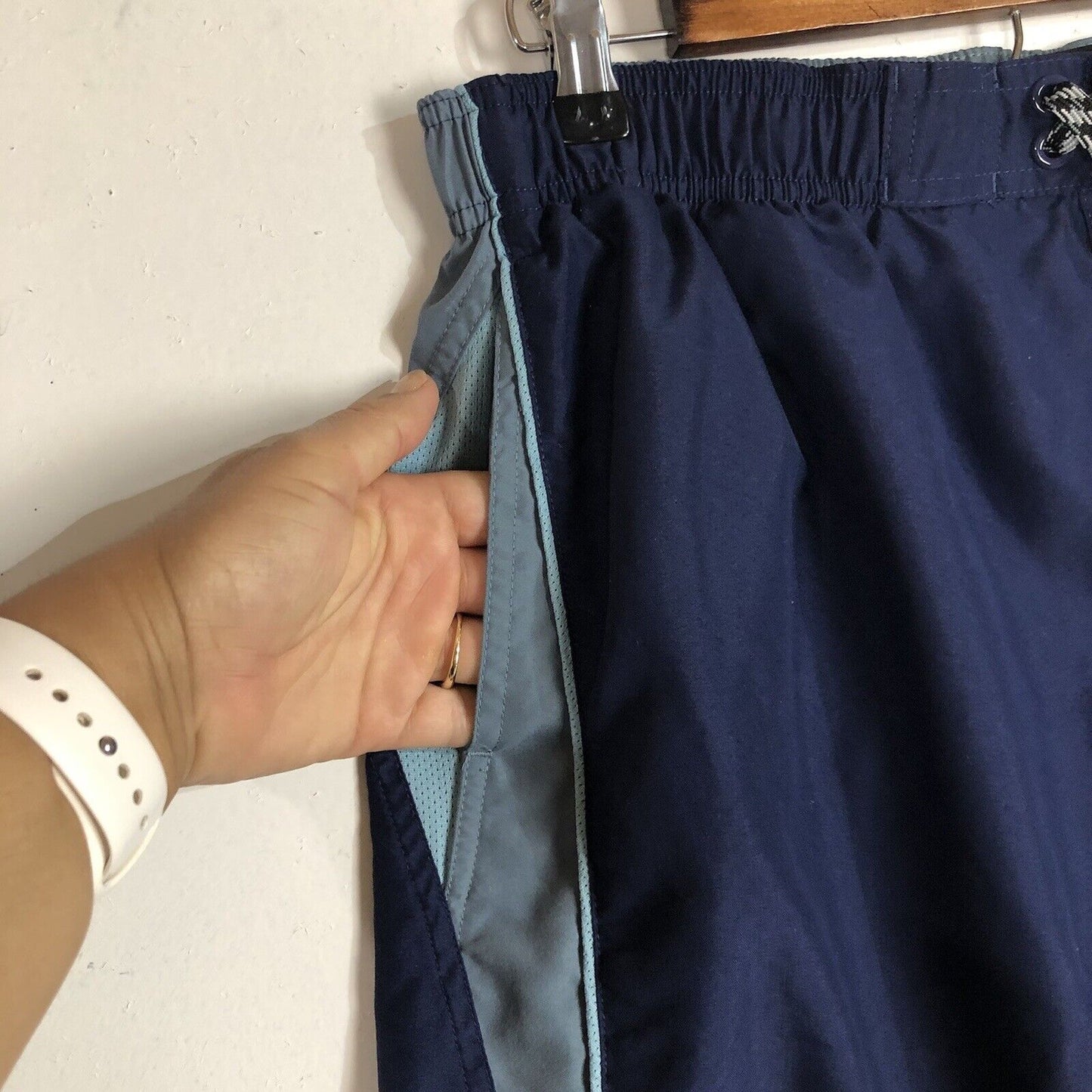 Vintage Nike Mens Swim Trunks XL Blue with Drawstrings and Liner Pre Owned