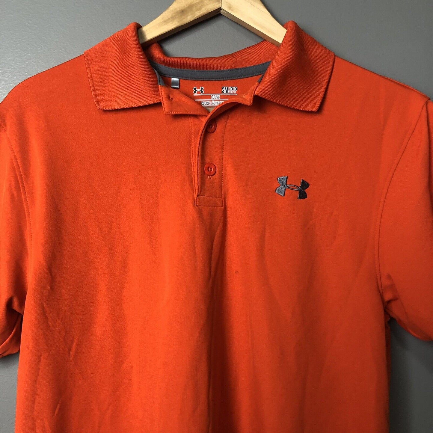 Under Armour Pullover Polo Golf Shirt Adult Small Orange Casual Men’s