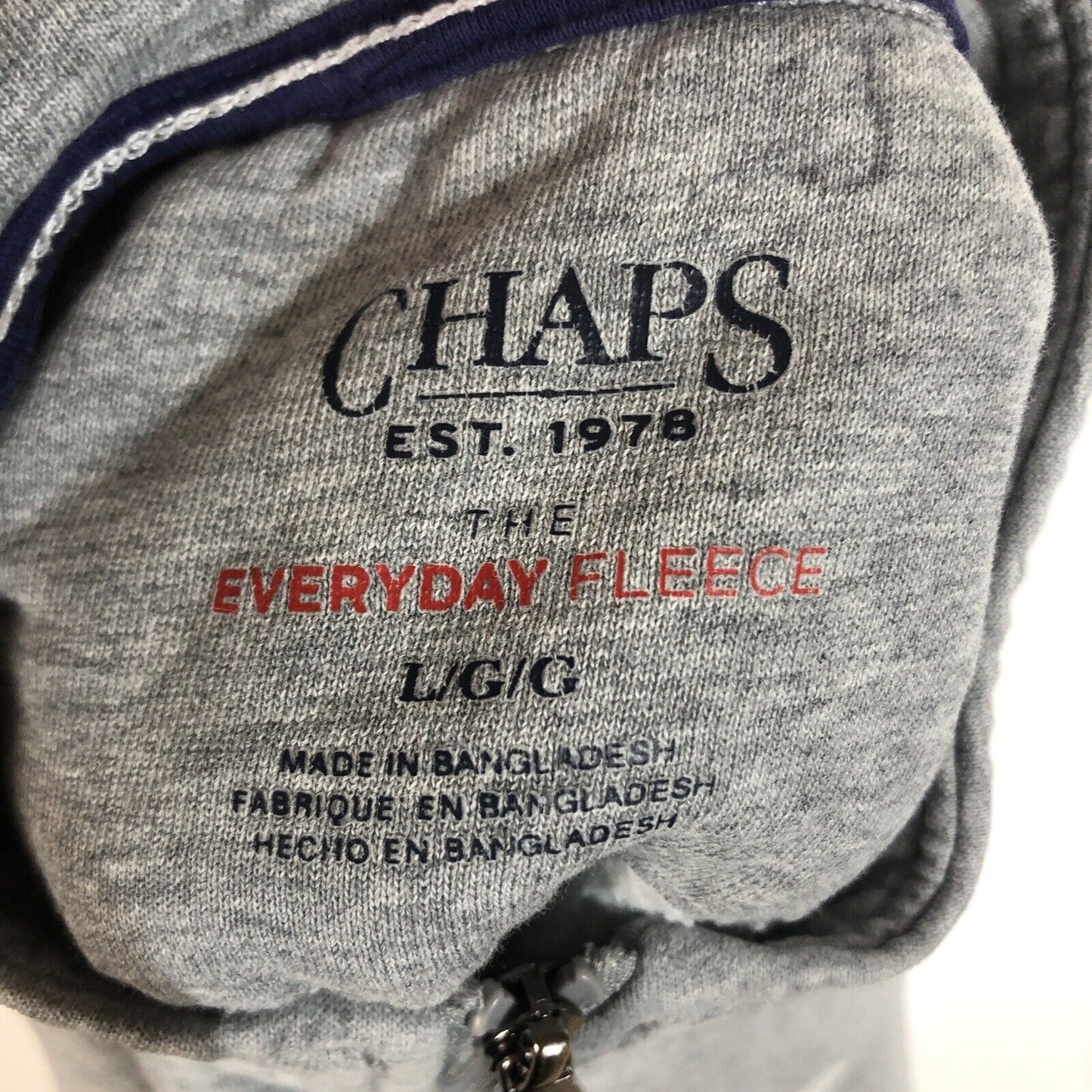 Chaps Pullover Sweater Men’s Large Color Gray Long Sleeve Quarter Zip