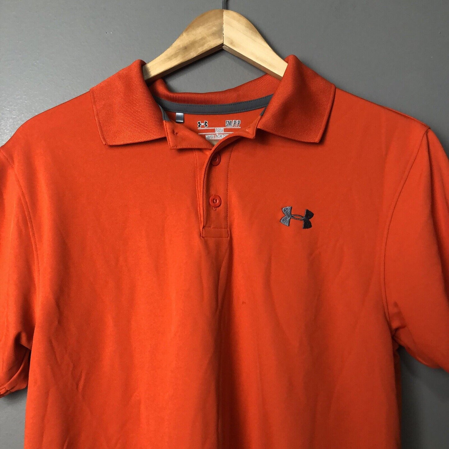 Under Armour Pullover Polo Golf Shirt Adult Small Orange Casual Men’s
