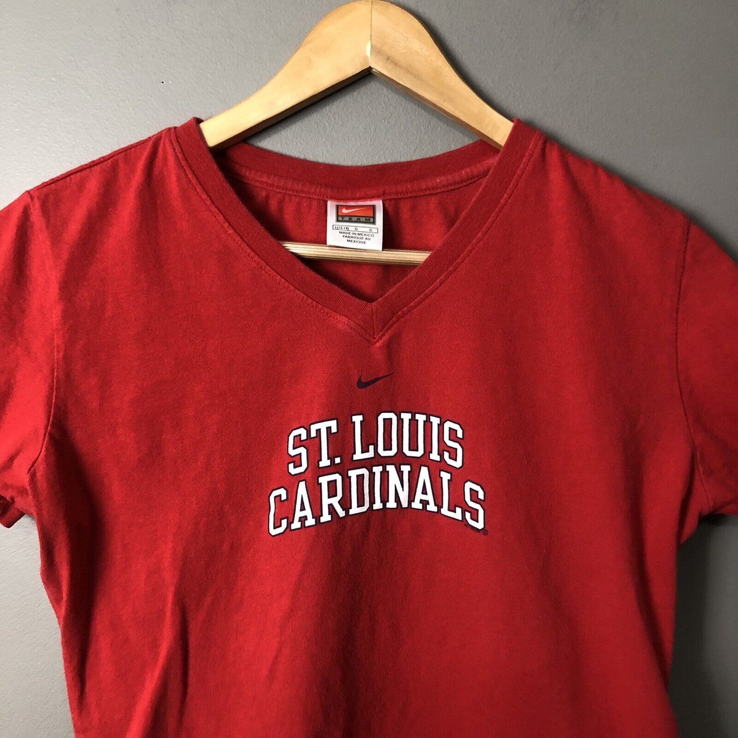 St Louis Cardinals Womens Shirt Size L (12-14) Red Short Sleeve