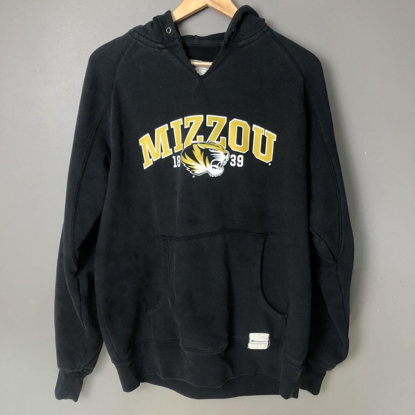 Vintage Champion Mizzou Missouri University Hoodie Adult L Black Pullover Men’s