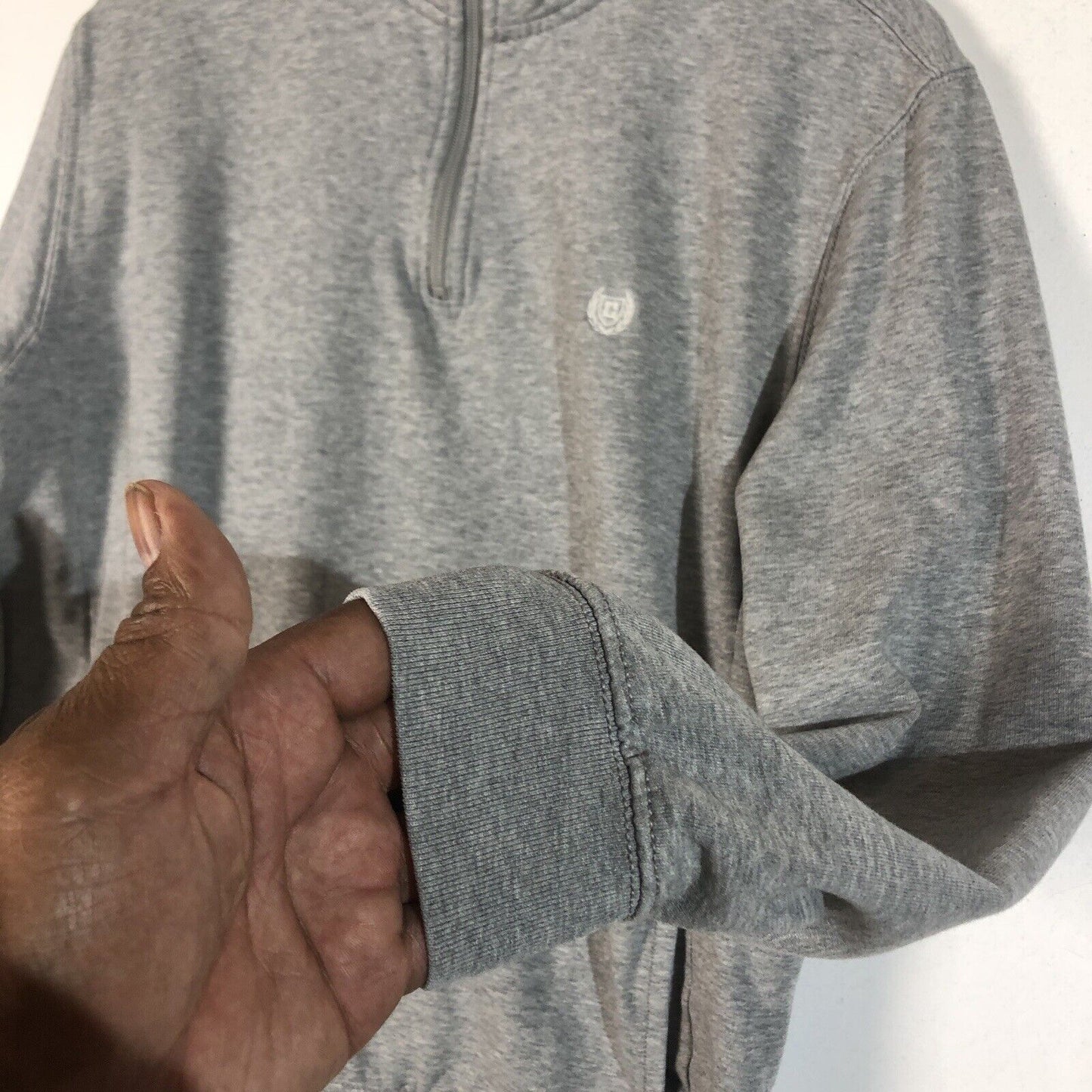Chaps Pullover Sweater Men’s Large Color Gray Long Sleeve Quarter Zip