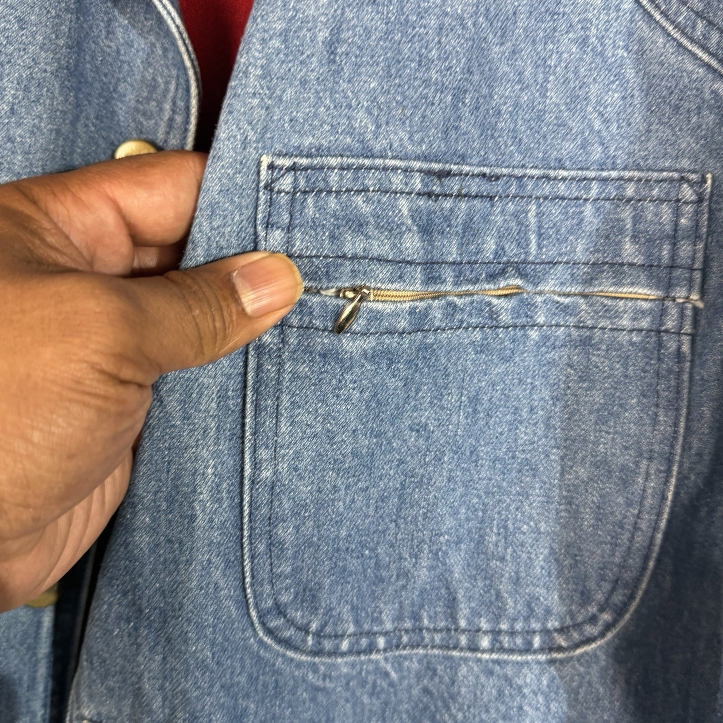 Vintage L.L. Bean Denim Chore Jean Jacket 2XL Blue Fleece Lined Made In USA