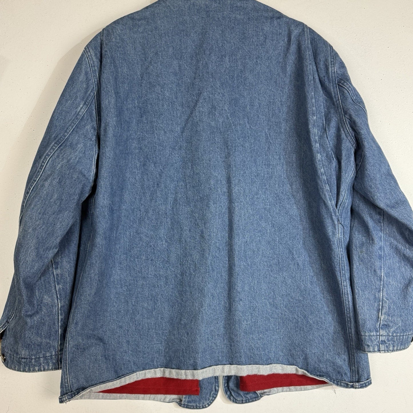 Vintage L.L. Bean Denim Chore Jean Jacket 2XL Blue Fleece Lined Made In USA