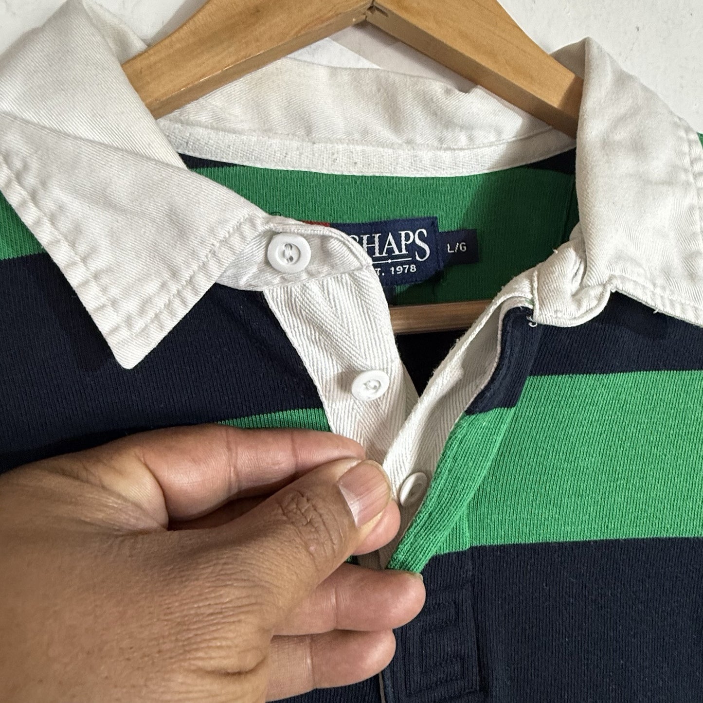 Chaps Rugby Shirt Men’s Large Multicolor Long Sleeve Striped Heavyweight