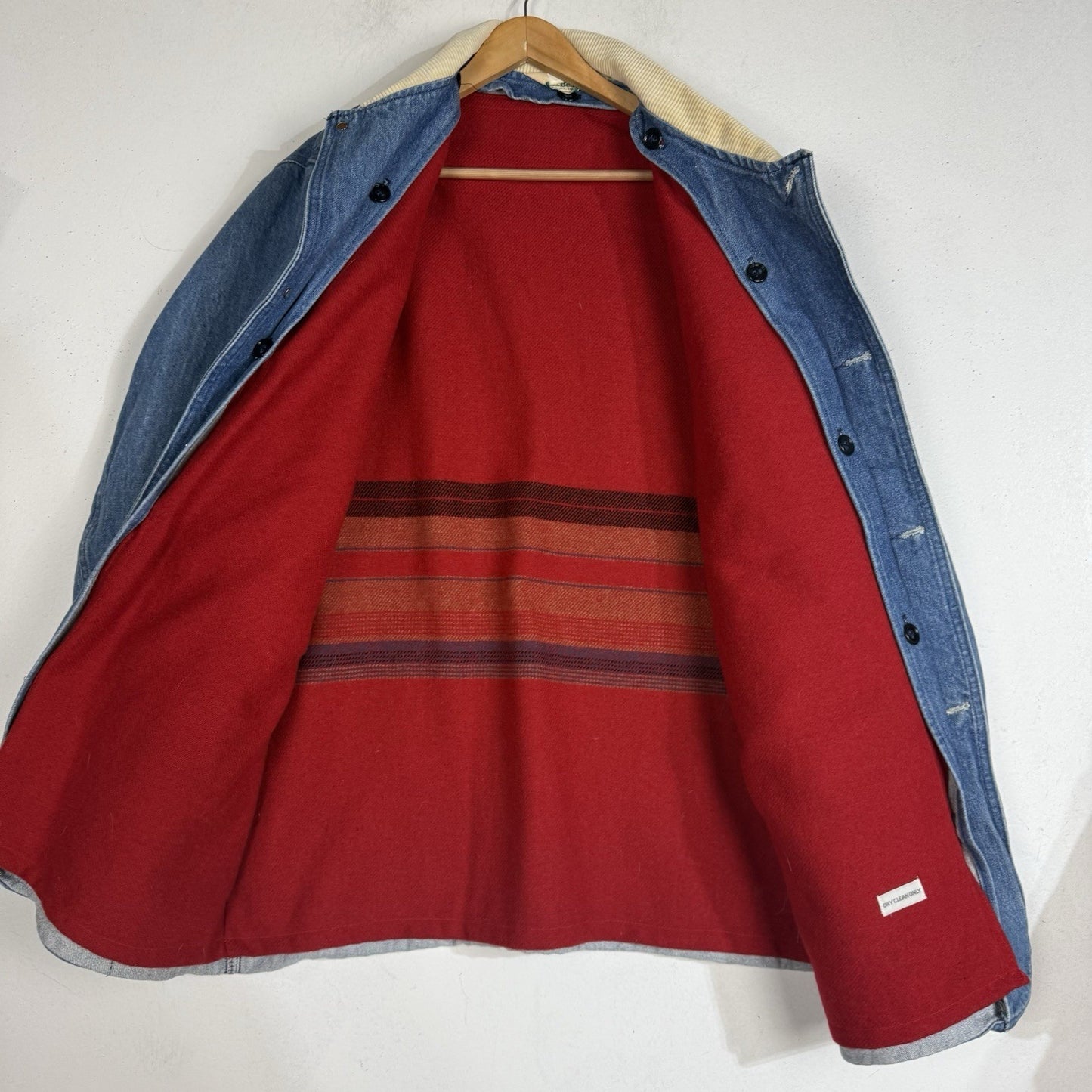 Vintage L.L. Bean Denim Chore Jean Jacket 2XL Blue Fleece Lined Made In USA