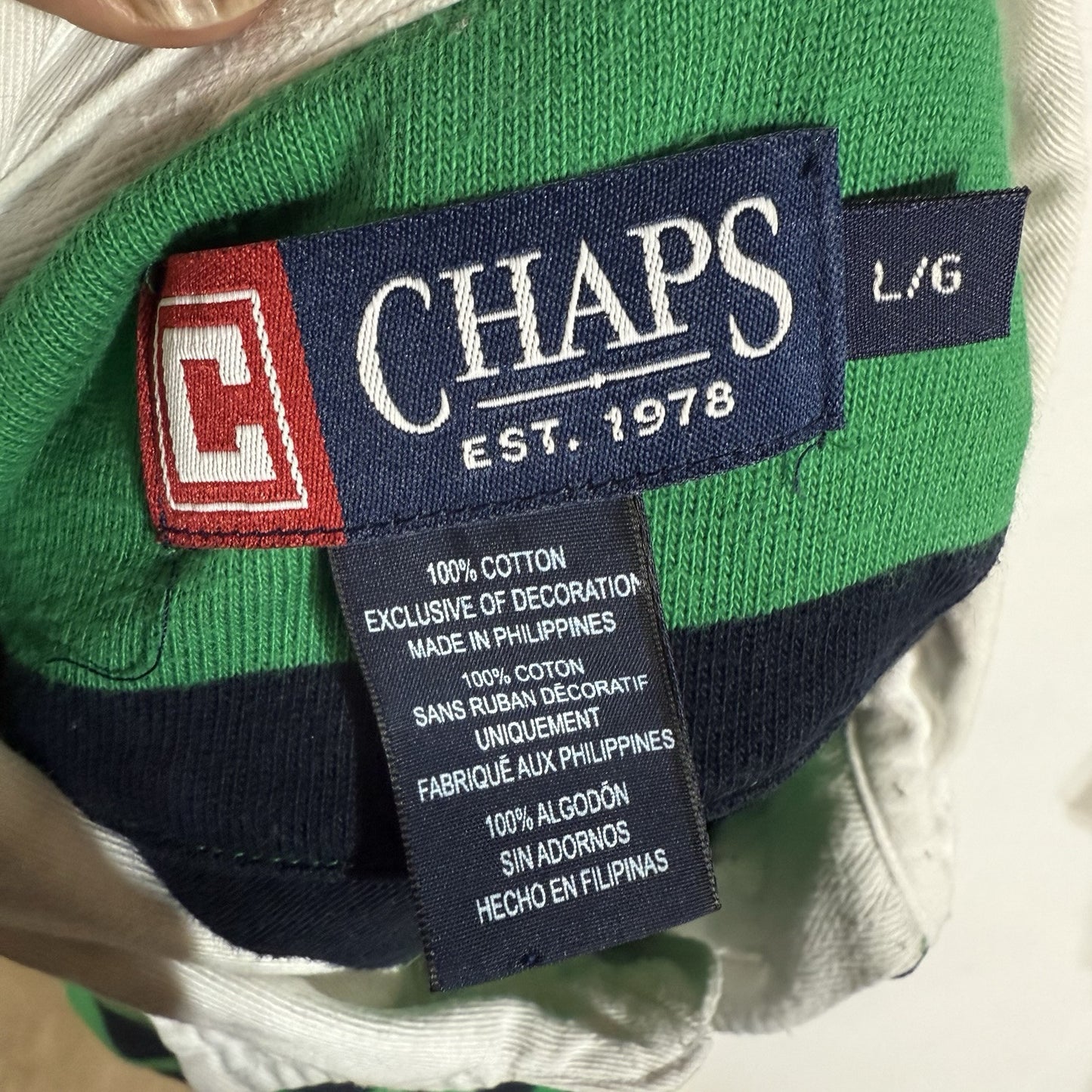Chaps Rugby Shirt Men’s Large Multicolor Long Sleeve Striped Heavyweight