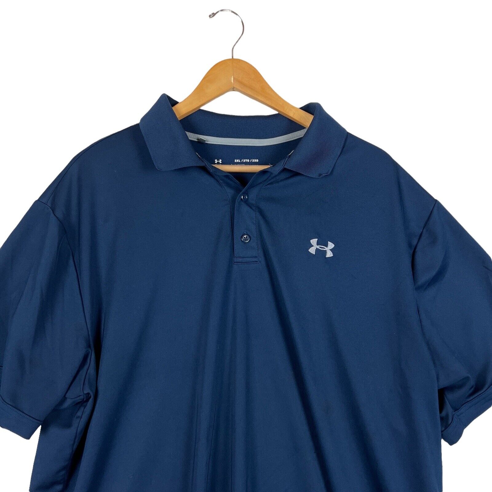 Under Armour Heat Gear Men’s Golf Shirt Size 2XL Color Blue (Pre-Owned)