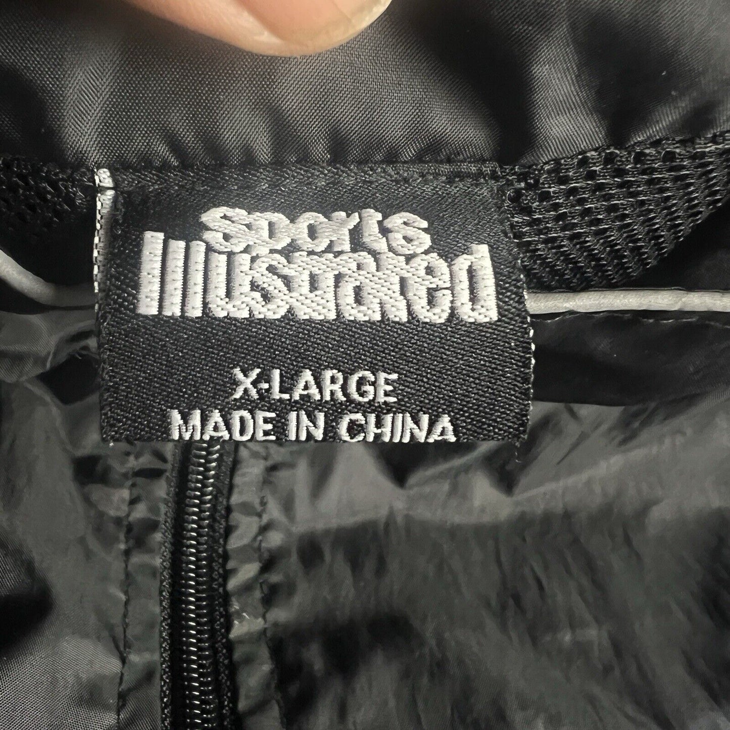 Vintage Sports Illustrated Windbreaker Jacket Mens XL Lightweight Full Zip Black
