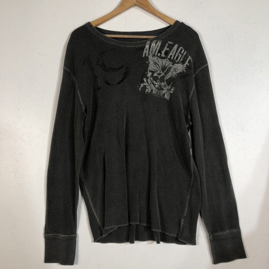 American Eagle Pullover Shirt Men’s Size XL Color Gray Long Sleeve Graphic Print