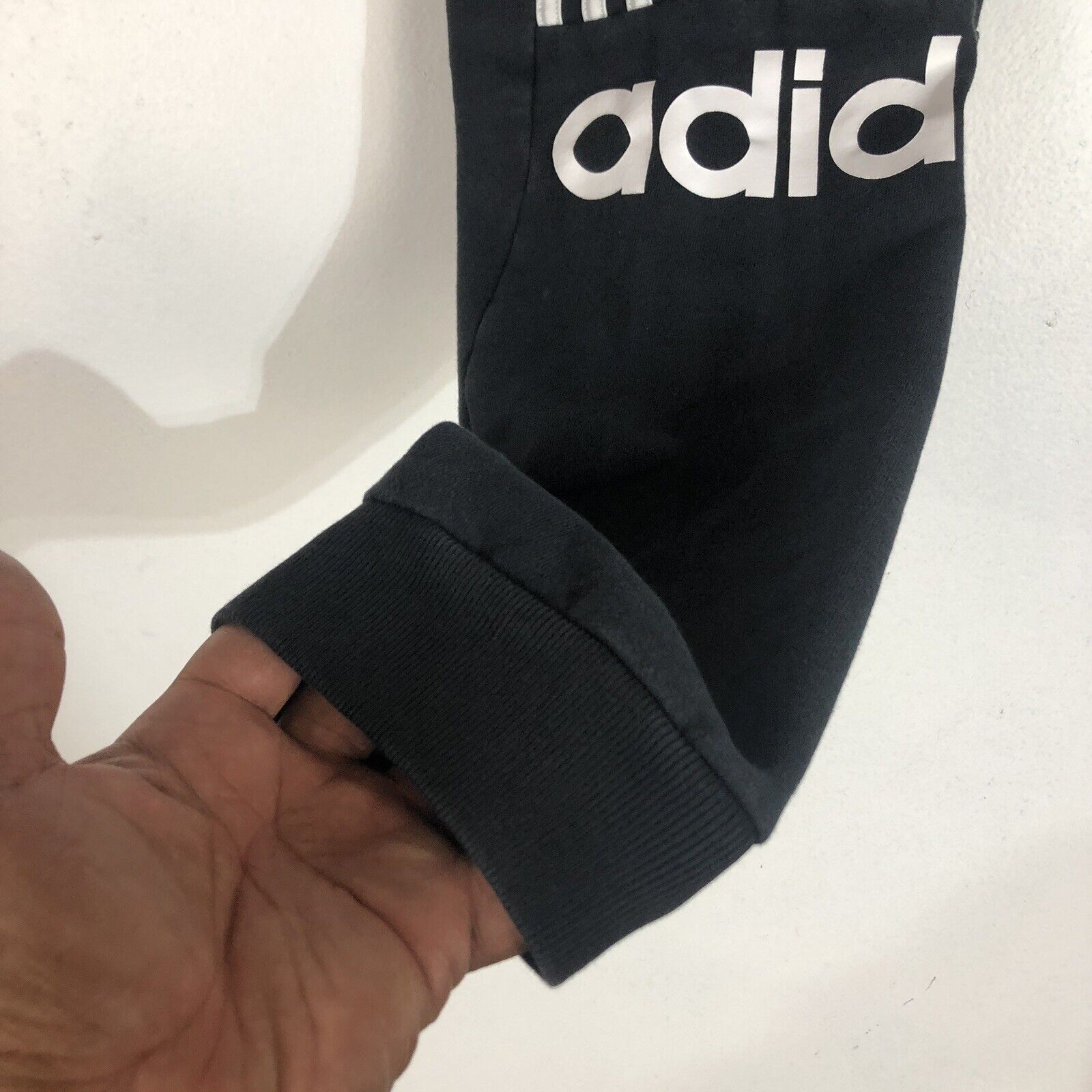 Adidas Sweatpants Youth Size Large (14/16) Color Black And White Heavyweight