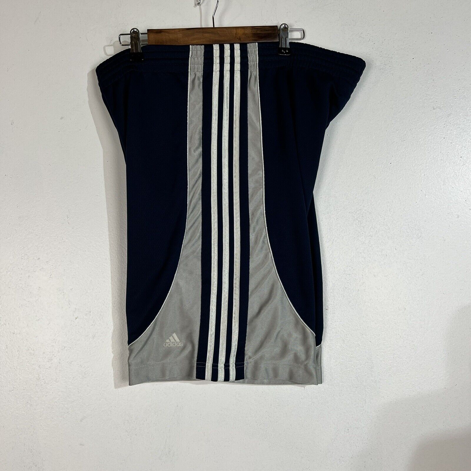 Adidas Mens Basketball Shorts Medium Blue Drawstring Pre Owned