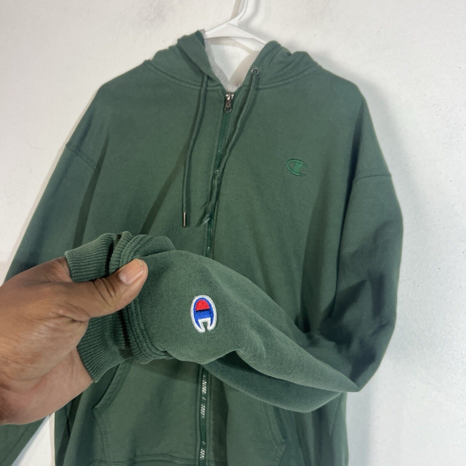 Champion Hoodie Men’s Size Large Color Green Full Zip Heavyweight
