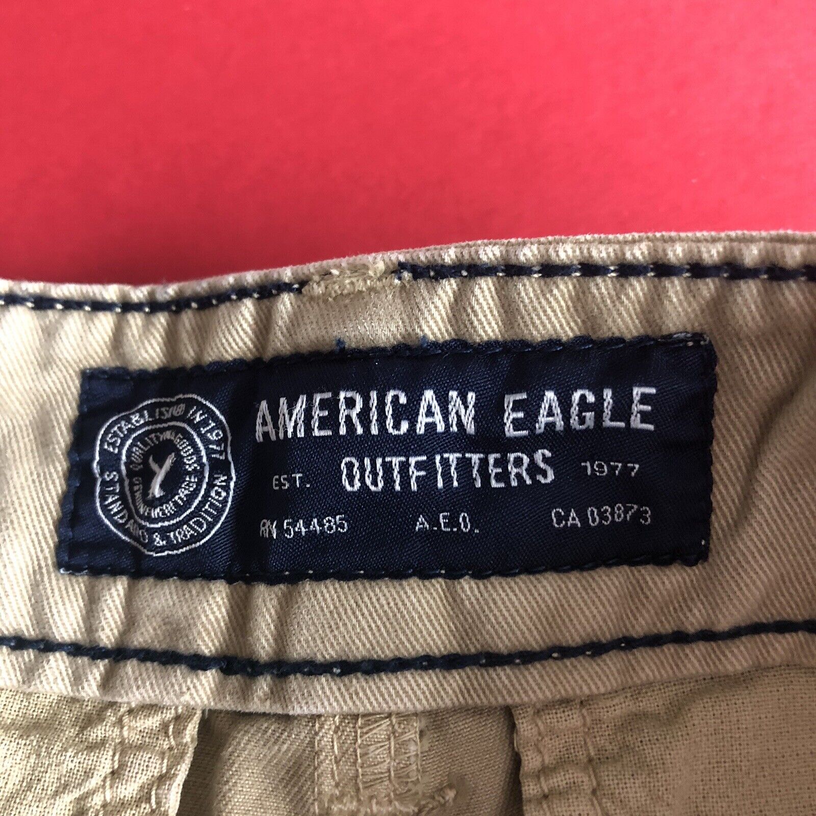 American Eagle Longer Length Shorts Mens Size 28 Color Khaki 0115