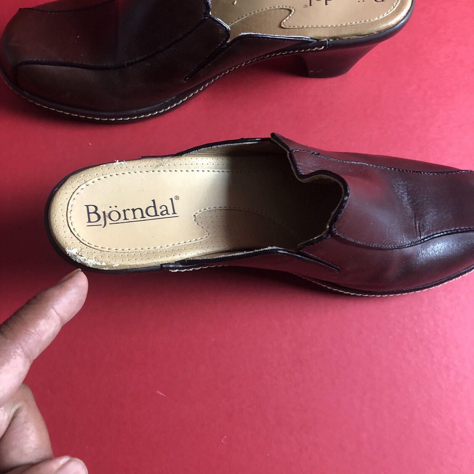 Bjorndal Womens Leather Shoes Clogs Brown Pluto 8.5M (0703)