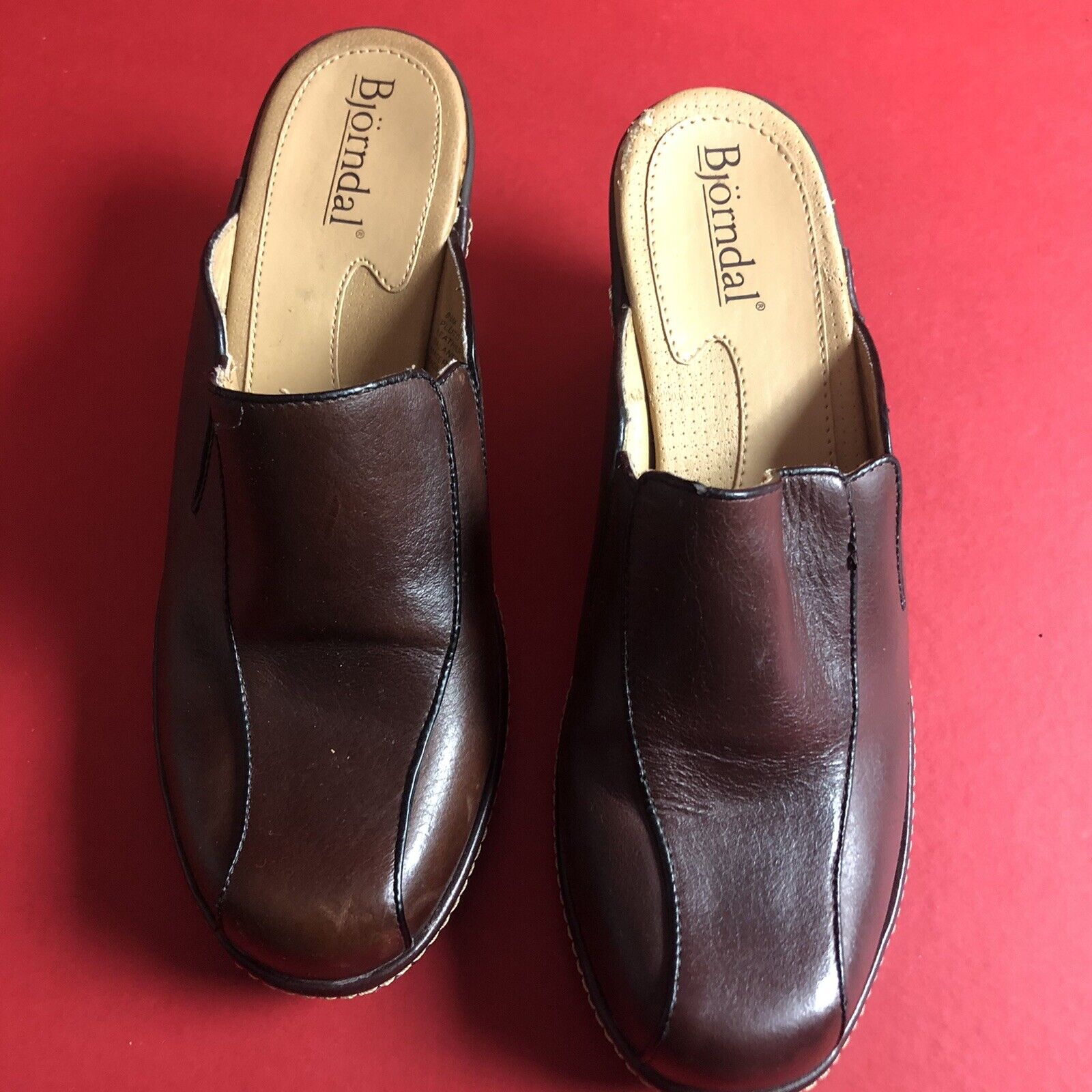 Bjorndal Womens Leather Shoes Clogs Brown Pluto 8.5M (0703)